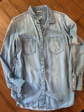 Merona Light Blue Denim Button-Down Shirt